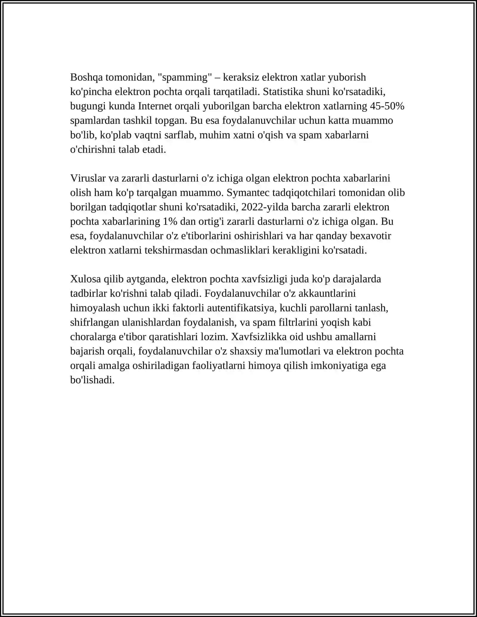 ELEKTRON POCHTA IMKONIYATLARI. CHATLARDAN TA'LIMDA FOYDALANISH.. SOHA IDORALARINING AXBOROT TIZIMLARI 4