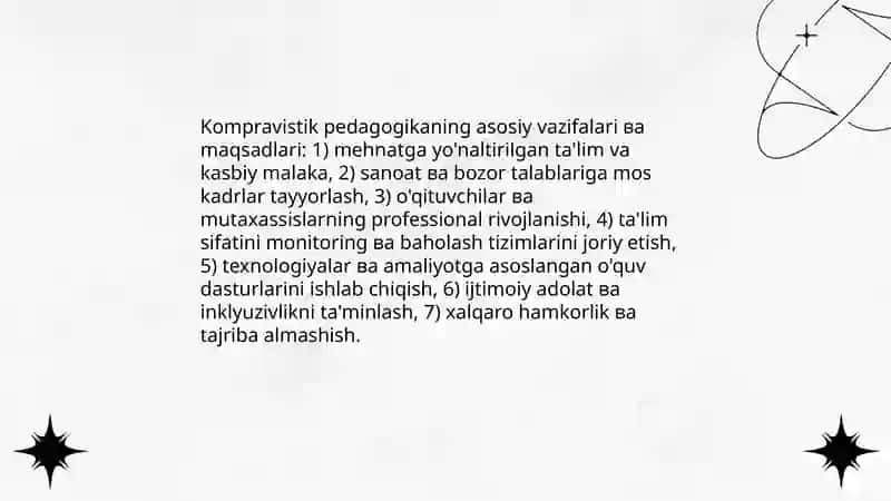 Jahon mamlakatlarida kompravistik pedagogikaning faoliyati va vazifalari 4