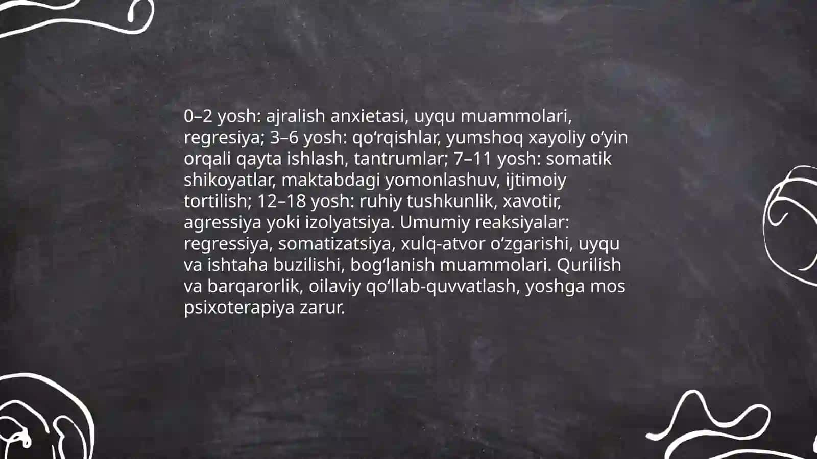 Hayot krizislari psixologiyasi, Inqirozli vaziyatlarda bolalar va o‘smlar 4