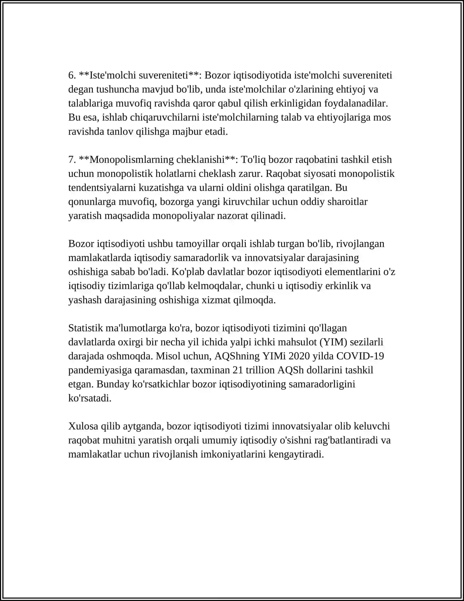 BOZOR IQTISODIYOTI VA OʻZBEKISTONNIG UNGA OʻTISH TAMOYILLARI 4