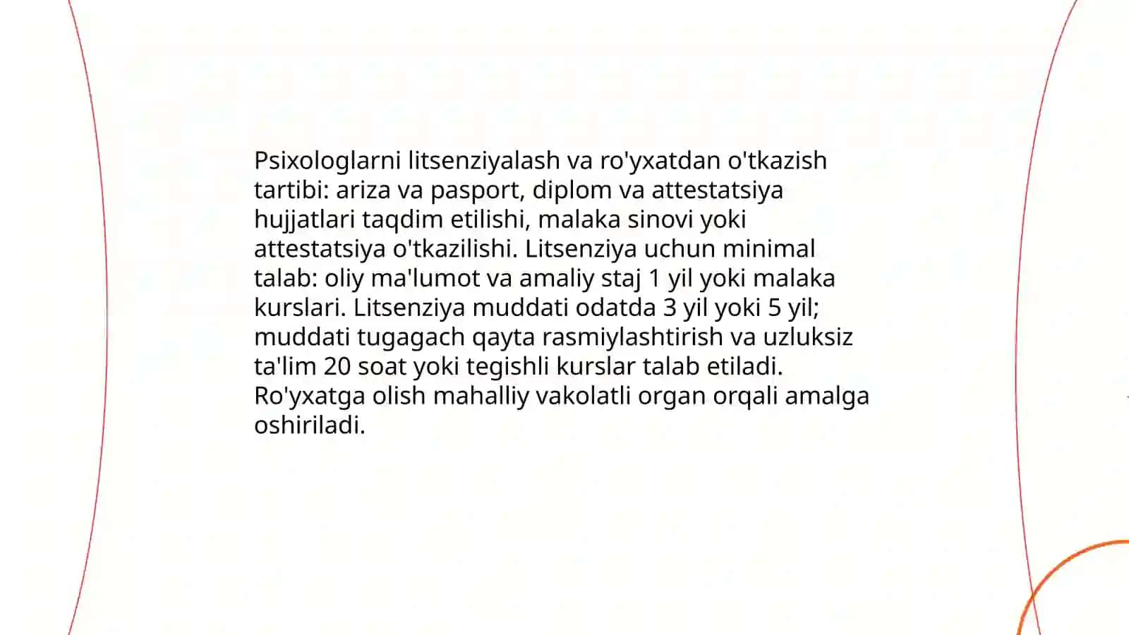 Psixologning kasbiy faoliyatini tashkil qilishda me'yoriy xujjatlar 4