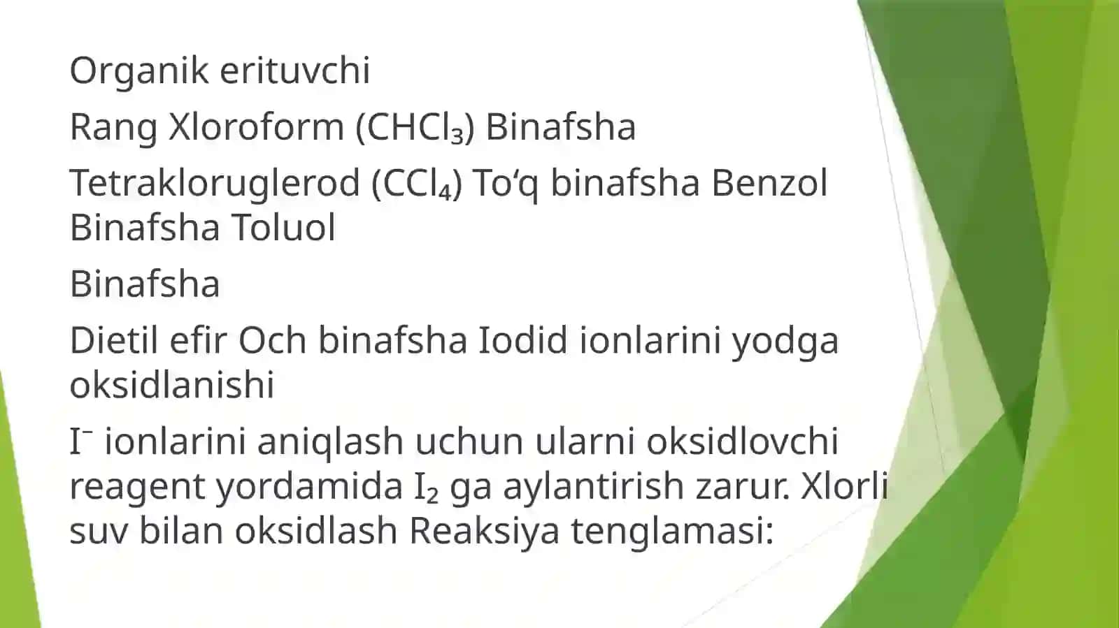 Kimyo turlari 3-bosqich 123-guruh talabasi Shodiyeva Gulruxsorning analitik kimyoda organik reagentlarning qo’llanilishi 4