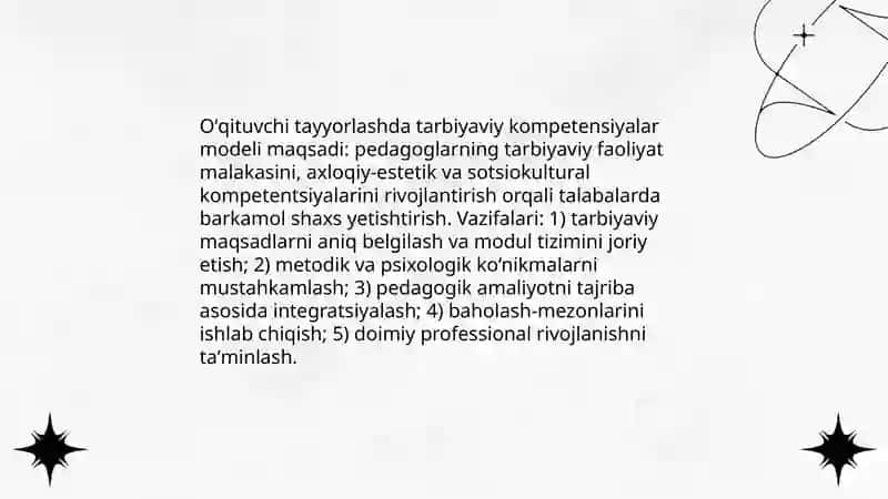 Oʻqituvchi Tayyorlashda Tarbiyaviy Kompetensiyalar Modeli Qiyosiy Yondashuv 4