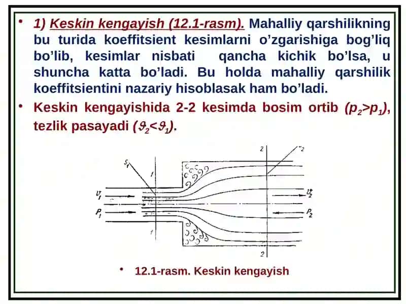 Mahalliy gidravlik qarshiliklar. Ularning asosiy turlari 4