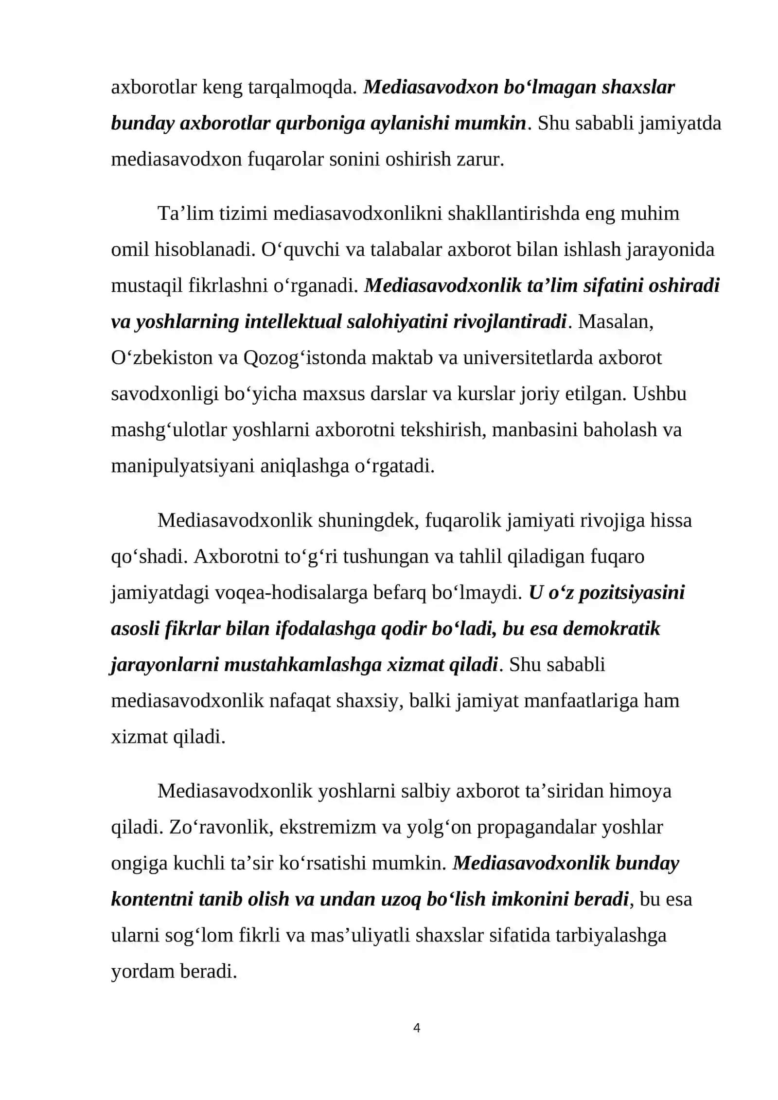 FAN: Mediasavodxonlik va axborat madaniyati 4