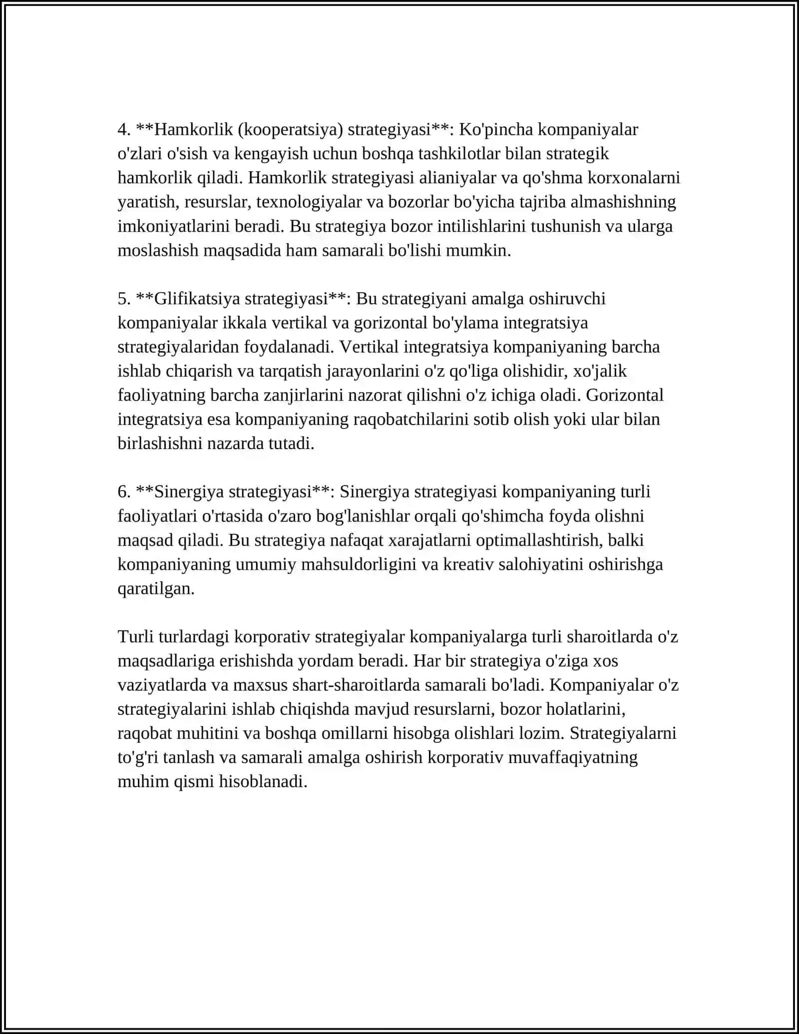 MENEJMENT KOORPORATSIYASI STRATEGIYASI 4