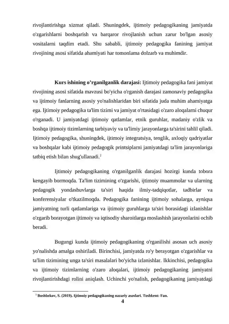 Ijtimoiy pedagogika fani jamiyat rivojining asosi sifatida (KURS ISHI) 4