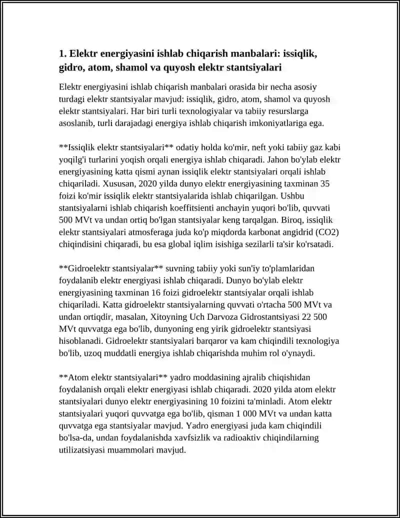 ELEKTR ENERGIYASINI ISHLAB CHIQARISH UZATISH TAQSIMLASH VA ISTEʼMOL QILISH JARAYONI 4