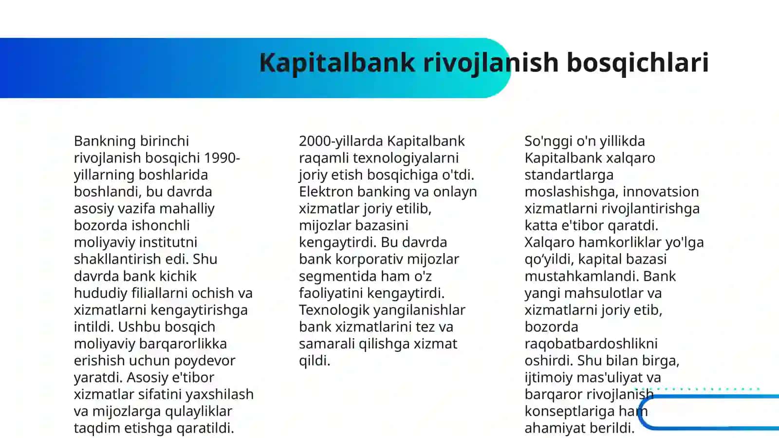‘’ KAPITALBANK ‘’ATB BANKINING KELIB CHIQISHI, TASHKILIY STRUKTURASI, MOLIYAVIY HOLATI TAHLILI VA DIVIDEND SIYOSATI 4