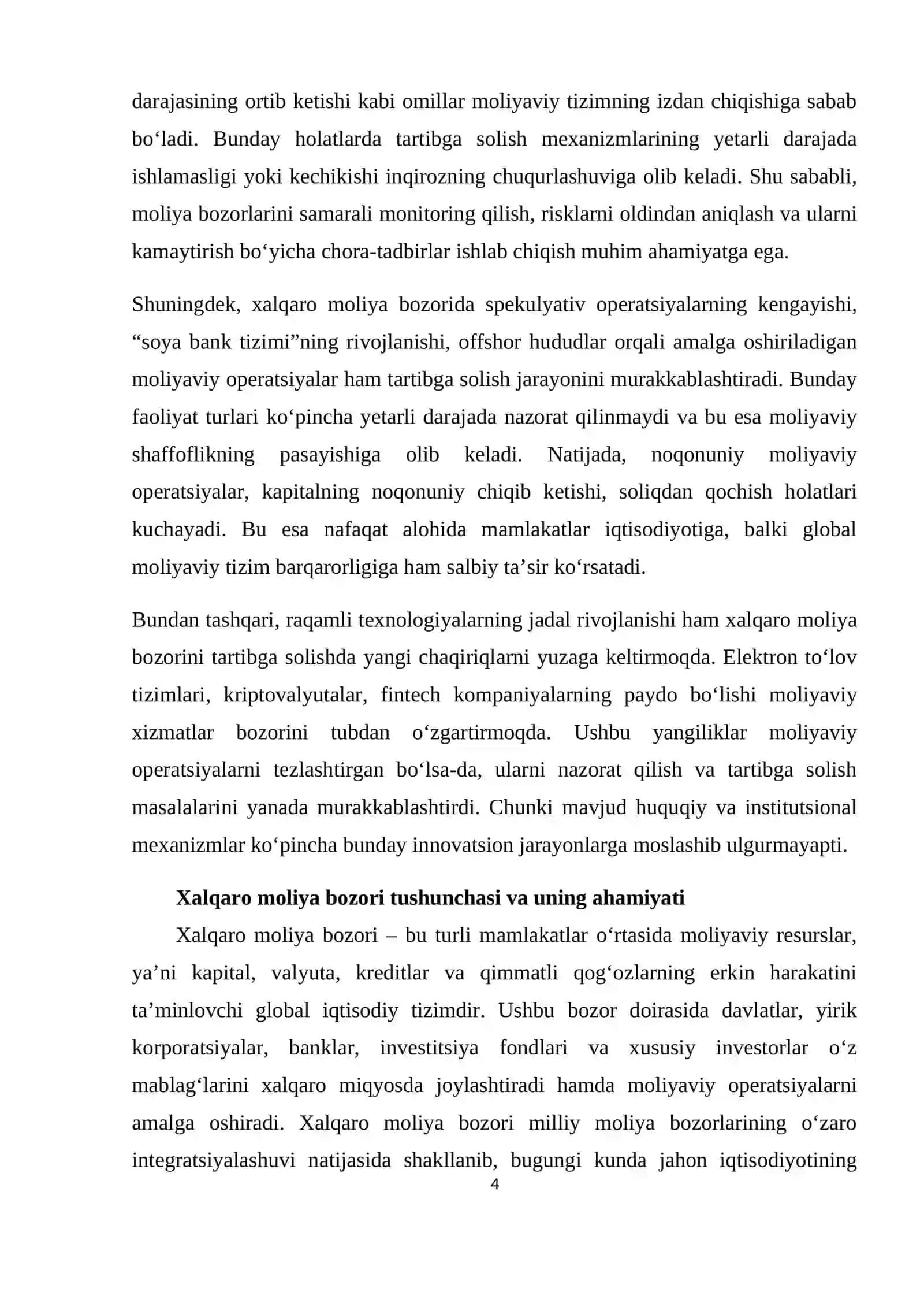 Xalqaro moliya bozorini tartibga solishdagi muammolar 4