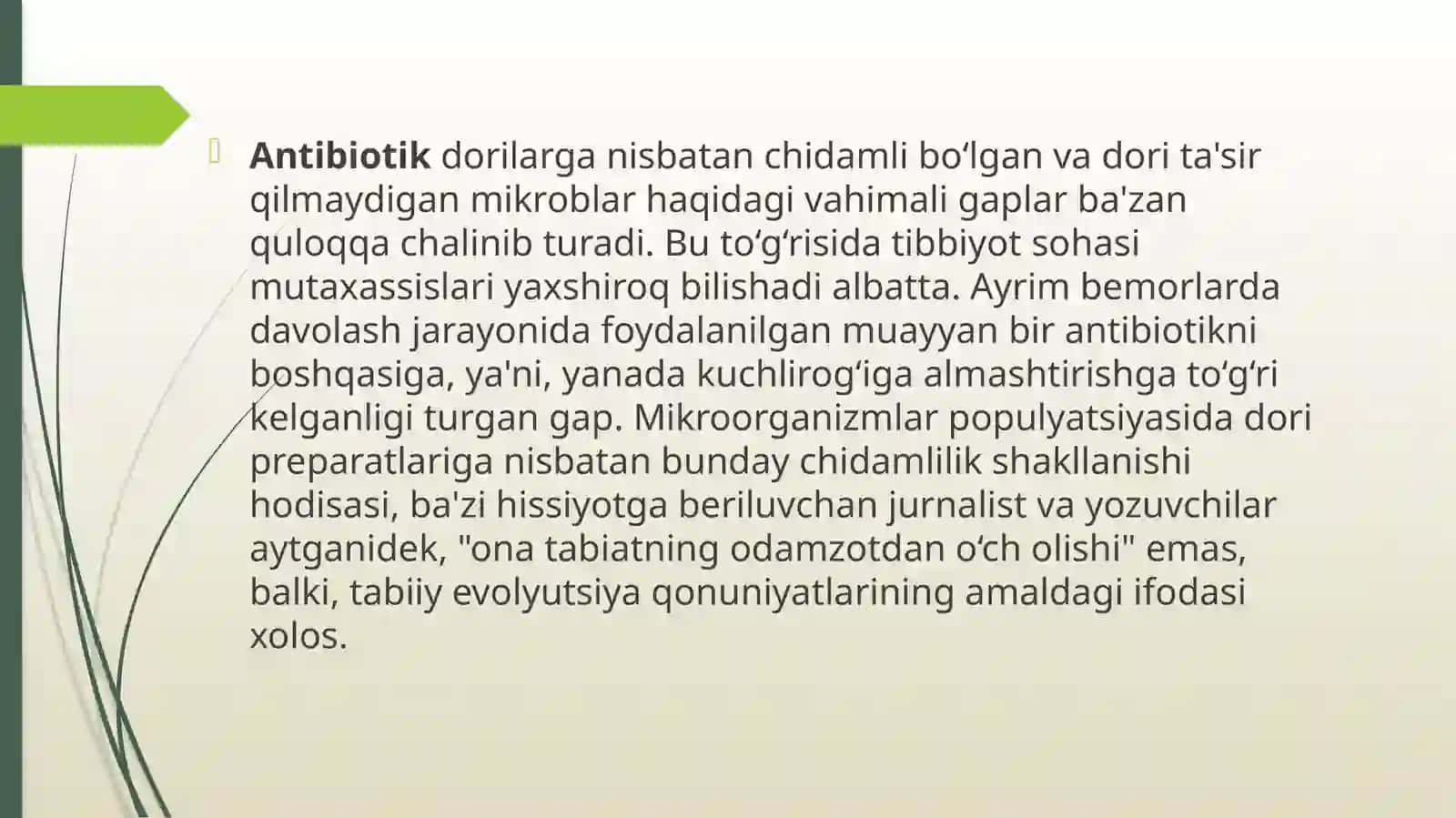 Bakteriyalarning antibiotiklarga chidamli shakllarini paydobo'lish mexanizmlari 4