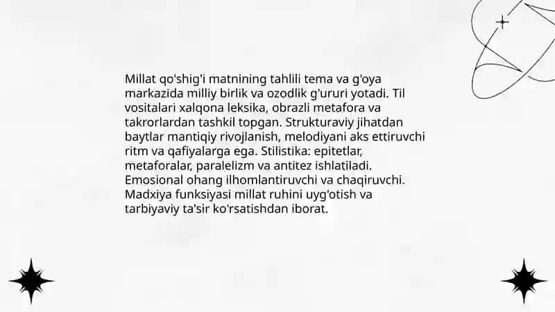 Millat qo'shig'i-madhiya 4