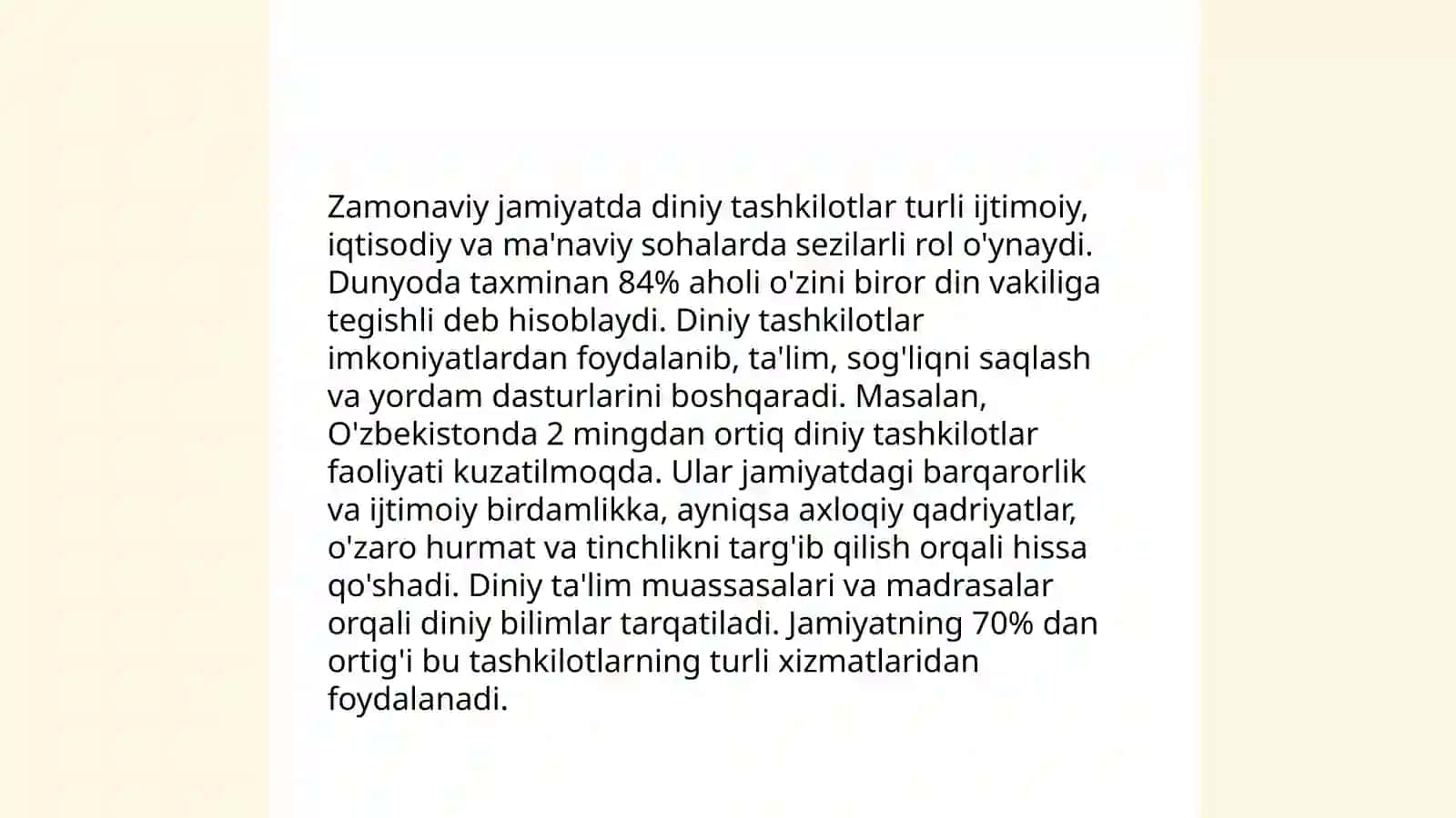 Diniy tashkilotlarning zamonaviy dunyoviy me'yorlarga moslashuvining ahamiyati 4