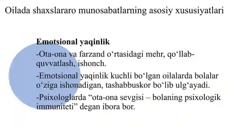 Oilada shaxslararo munosabatlarning xususiyatlari 4