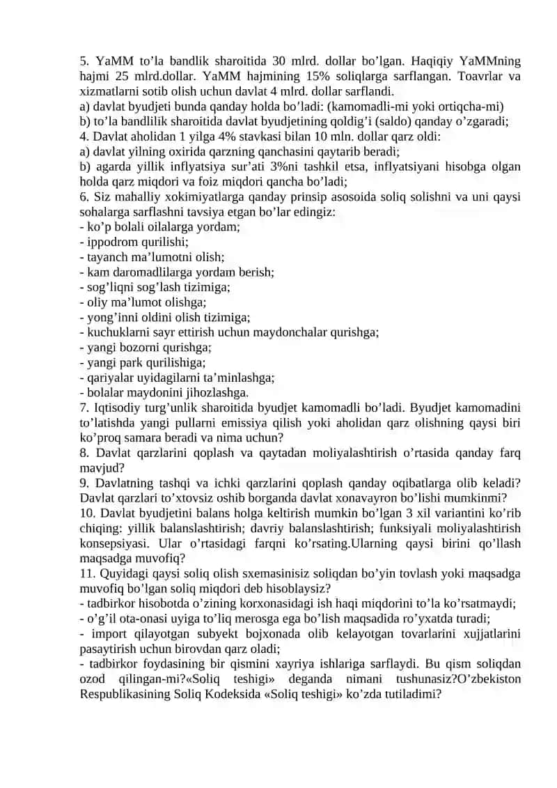 Davlat byudjeti, soliqlar va davlat qarzi 4