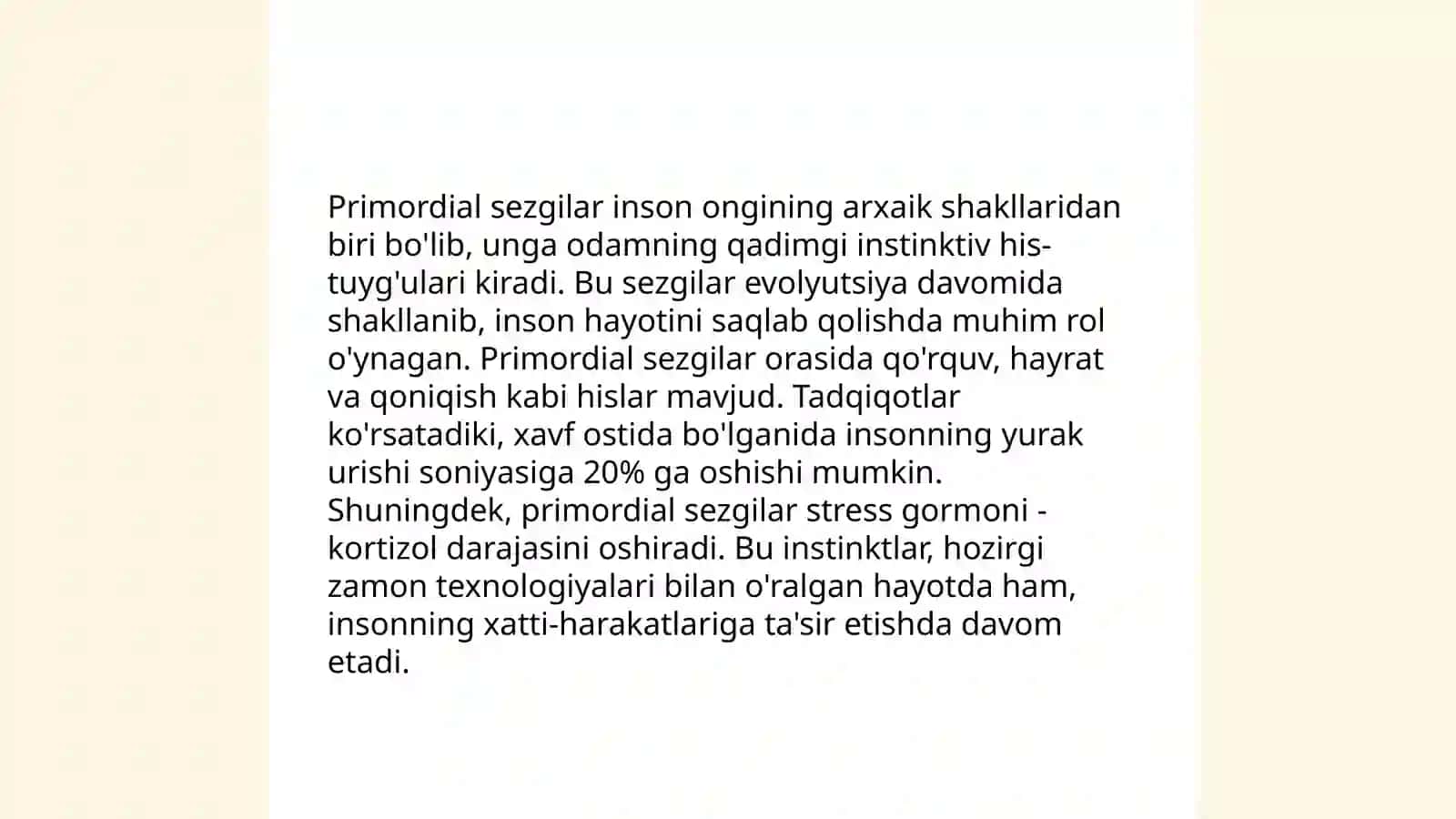 Sezgilarning tasnifi, sezgilarning turlari, sezgi sohasidagi qonuniyatlar 4