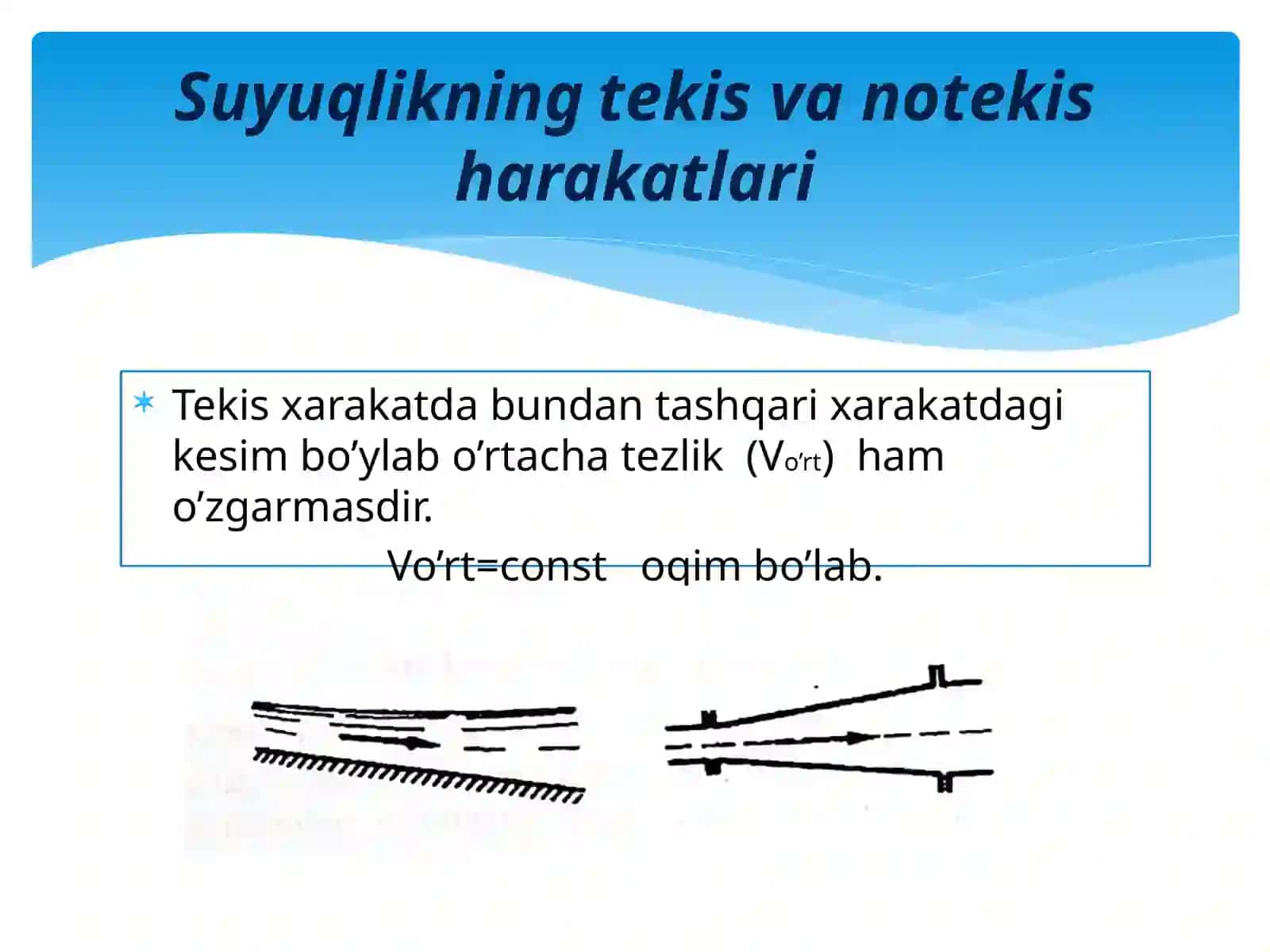 Suyuqlikning tekis va notekis harakatlari 4