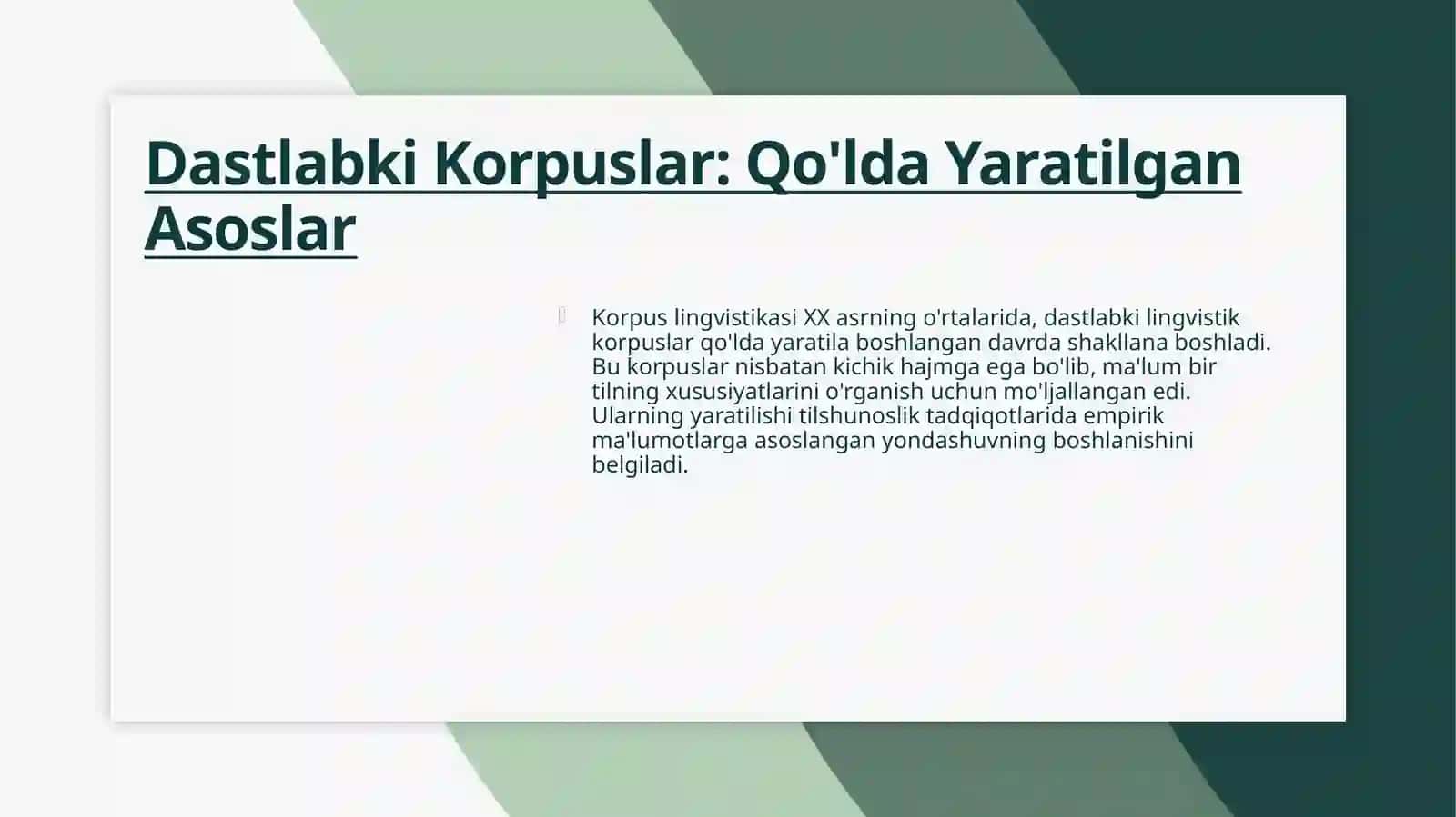 Korpus lingvistikasini rivojlanishi 4