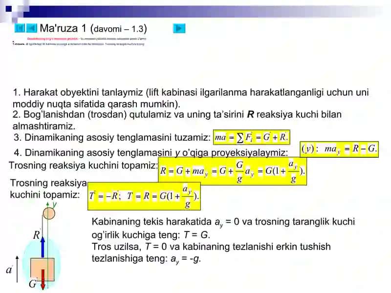 Ma'ruza2.Dinamikaning ikki asosiy masalasi 4