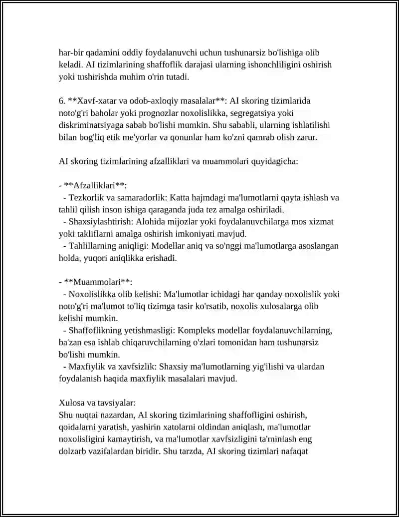 AI SKORING TIZIMLARINING AFZALLIKLARI VA MUAMMOLARI 4