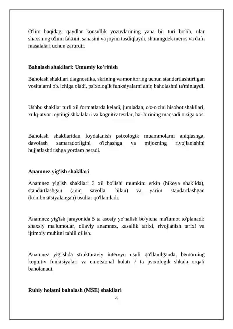 Maslahat jarayonini qayd qilish. Psixolog xulosa shakllari 4