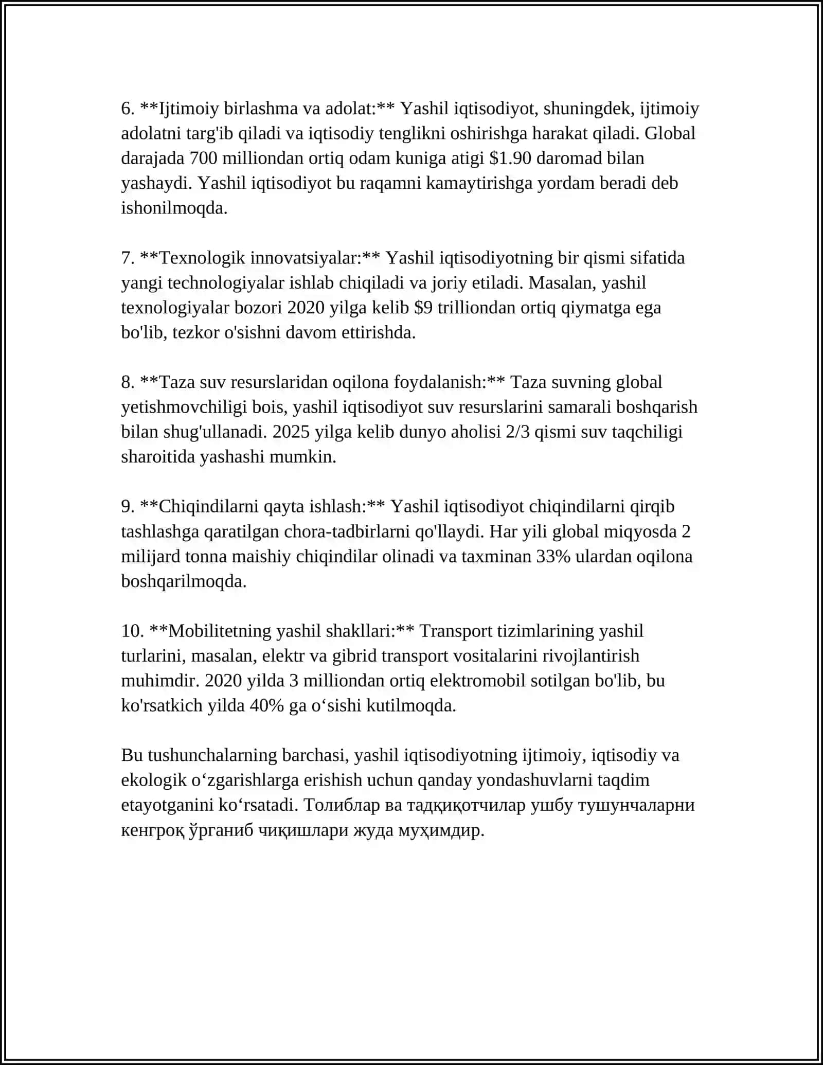 QISHLOQ XOʻJALIGINI YASHIL IQTISODIYOT ASOSIDA BARQAROR RIVOJLANTIRISH 4