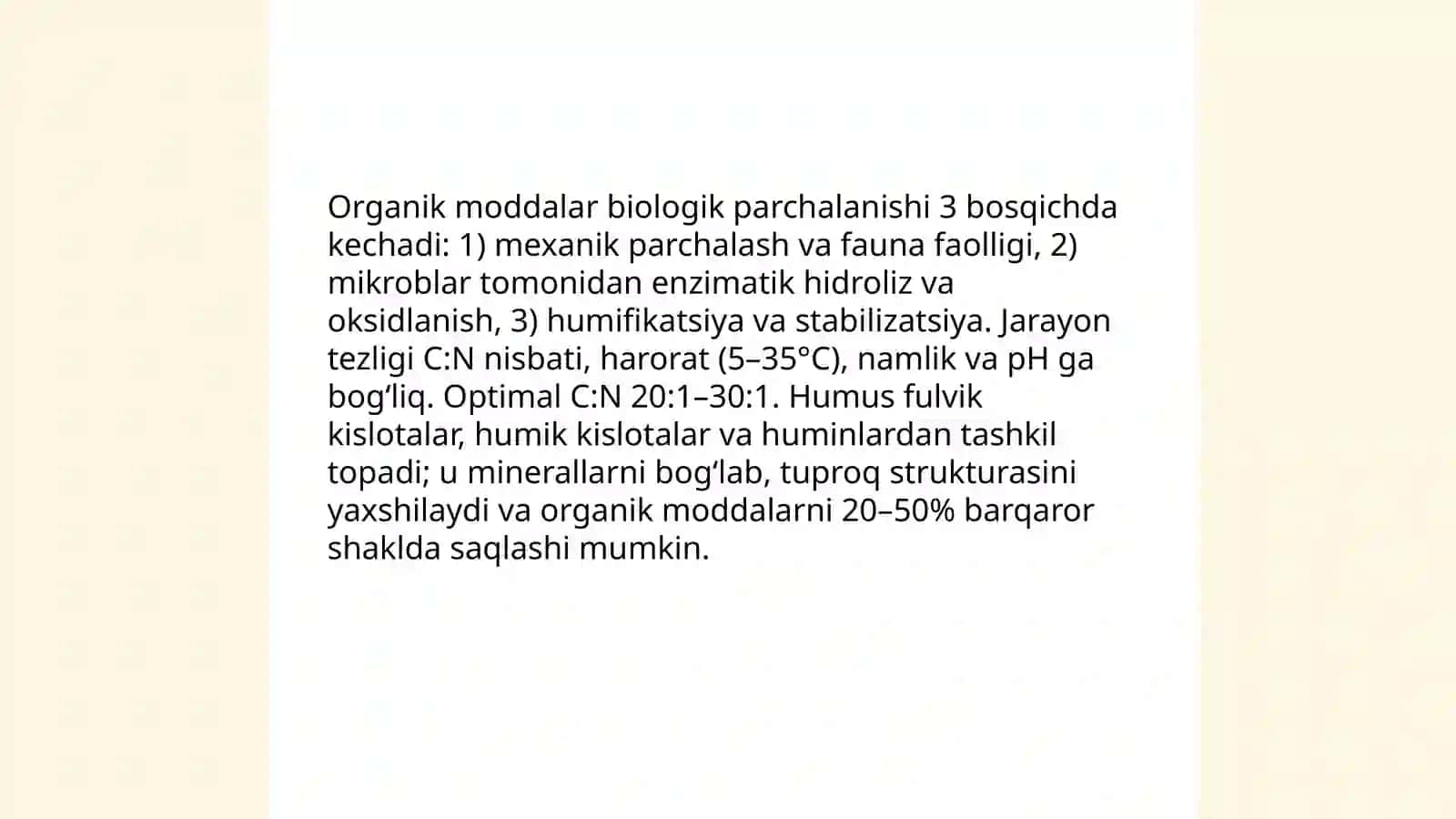 Tuproq biologiyasining asosiy yo'nalishlari va uni o'rganishda qo'llaniladigan asosiy asbob-uskunalar, reaktivlar va oziqa muhitlar 4
