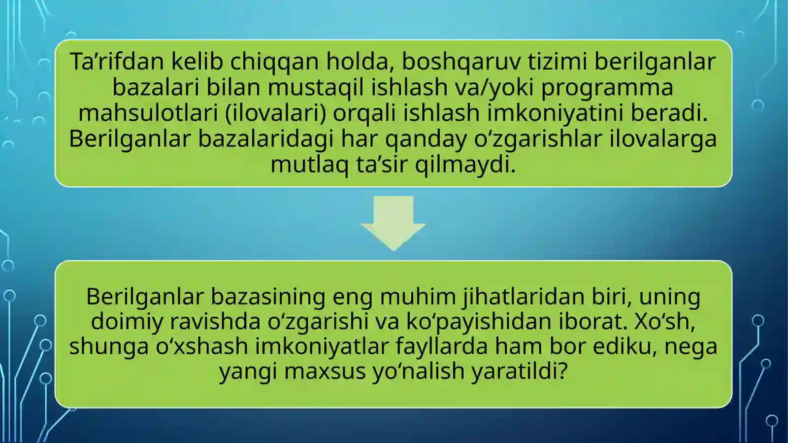 Berilganlar bazasi konsepsiyalarining evolyutsiyasi 4