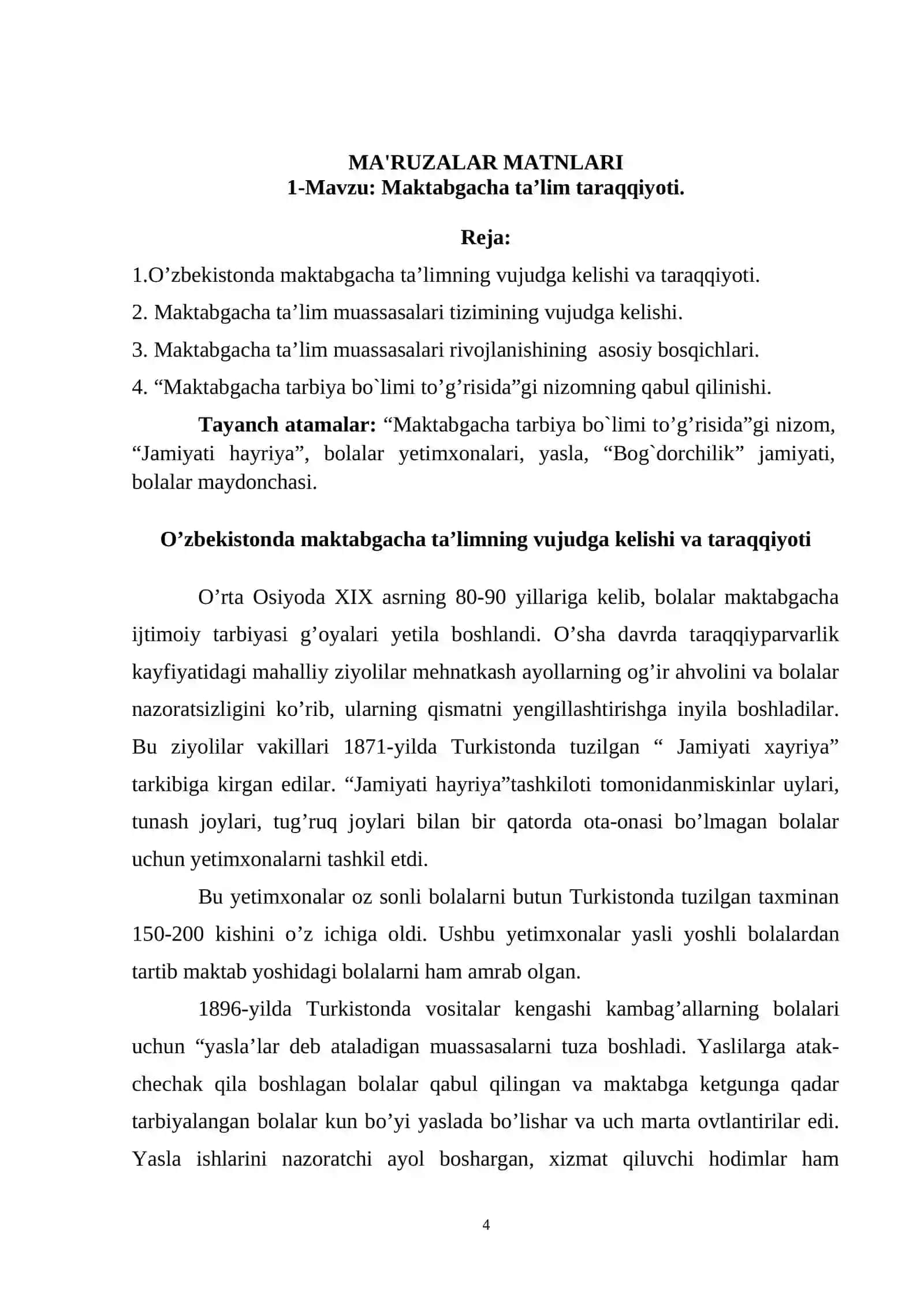 MAKTABGACHA TA’LIMNI TASHKIL ETISH VA RAHBARNING TASHKILOTCHILIK MADANIYATI 4