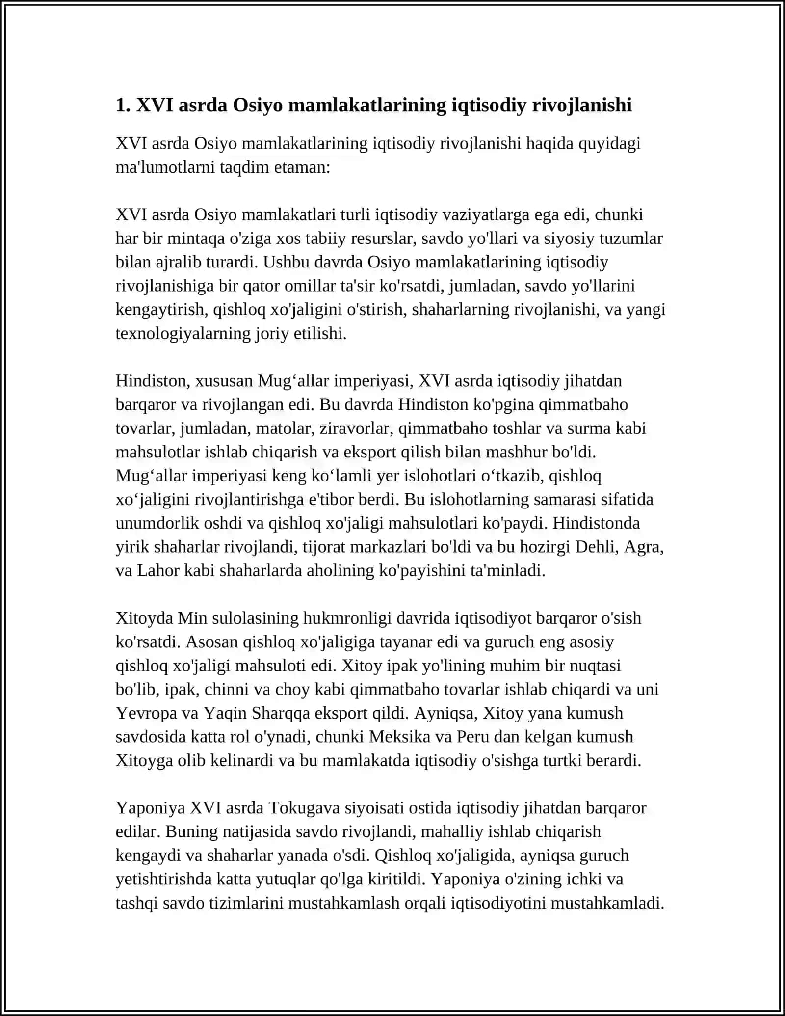 XVI -XVIII ASRLARDA OSIYO DAVLATLARI RIVOJLANISHINING O'ZIGA XOS XUSUSIYATLARI 4