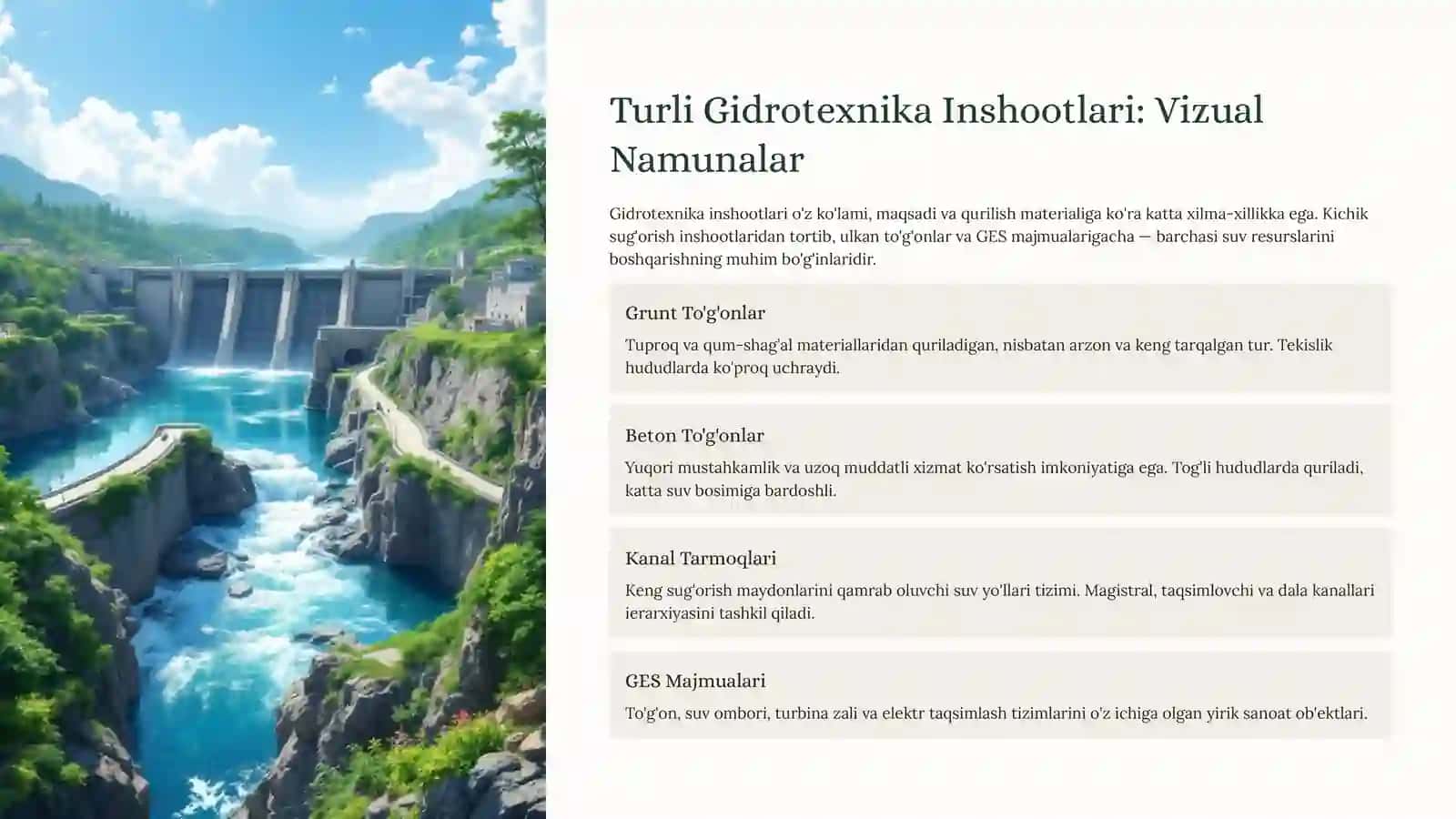 Gidrotexnika Inshootlari: Ishlash Sharoitlari va Ta'sirEtuvchiKuchlar 4