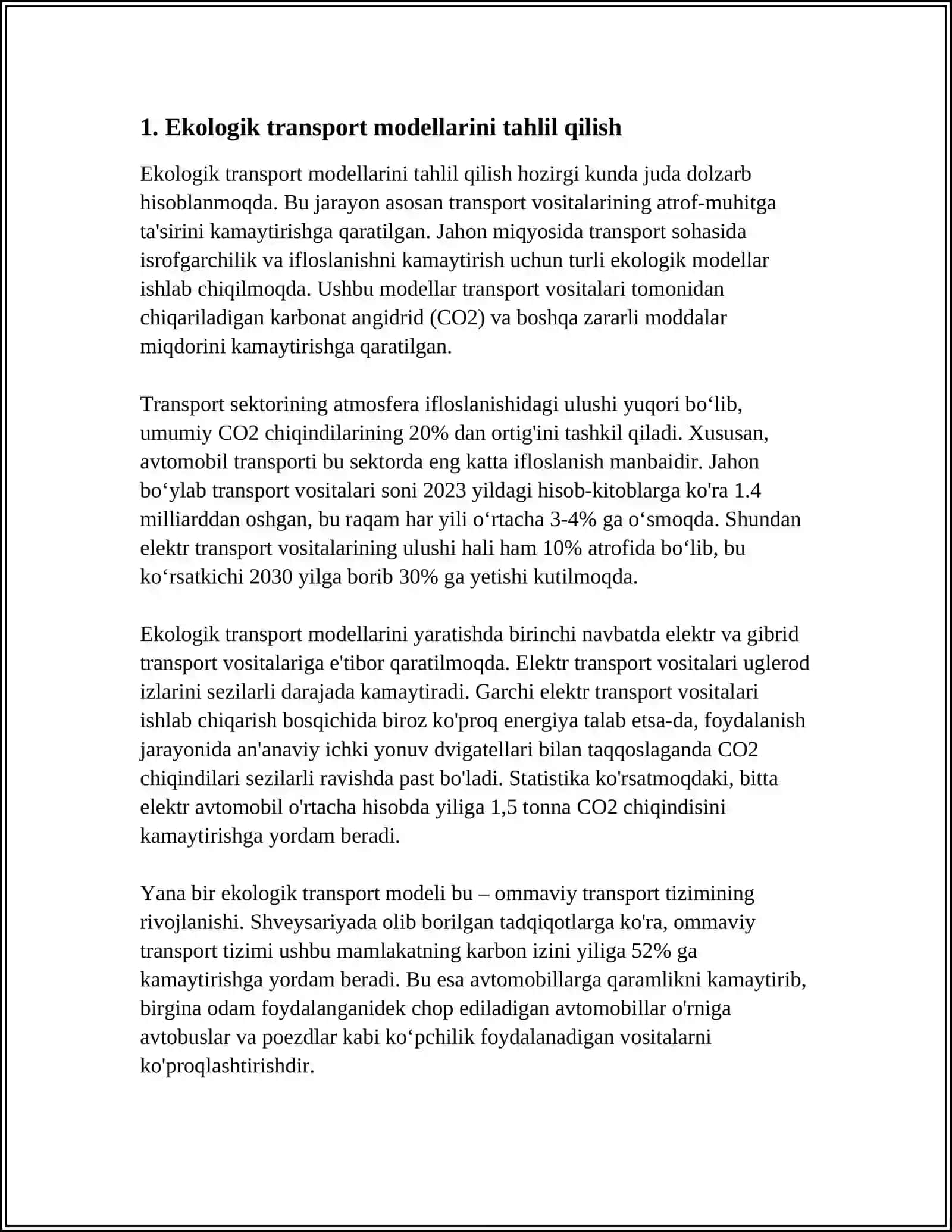 EKOLOGIK TOZA TRANSPORT TURLARINI TAKOMILLASHTIRISH 4