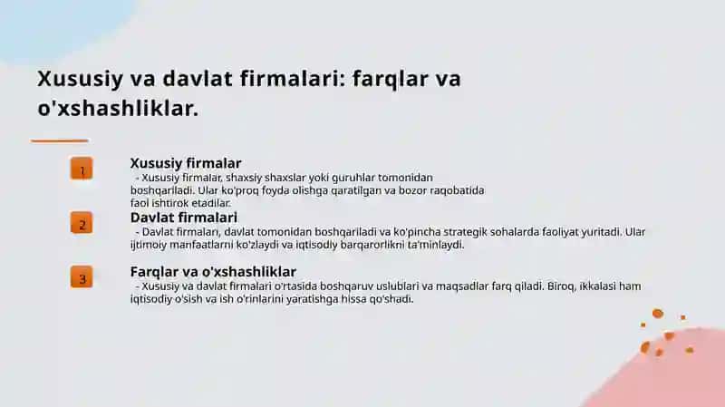 Firmalar tipologiyasi. Firmaning ichki tuzilmasi va uning asosiy funksiyalari 4