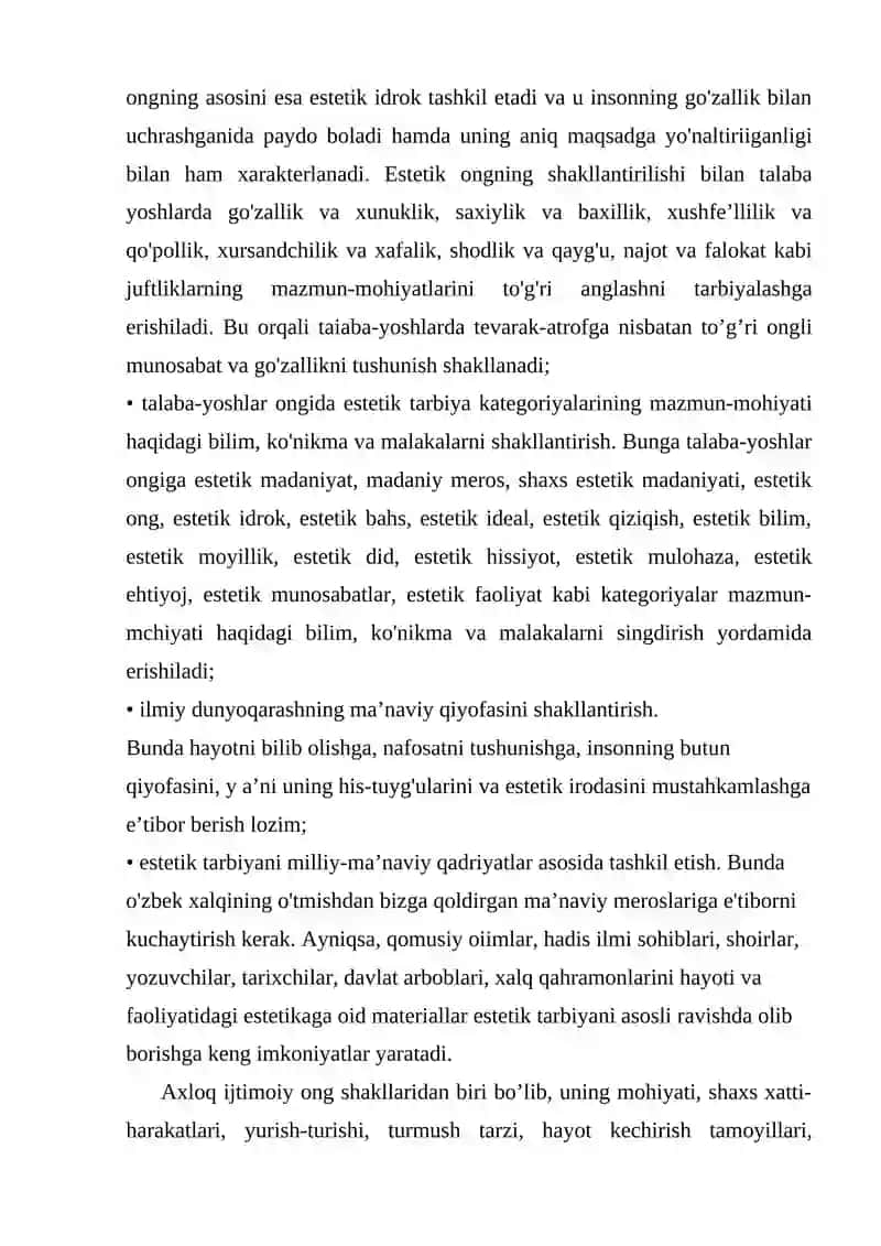 ESTETIK TARBIYA. MA'NAVIY-AXLOQIY TARBIYA 4
