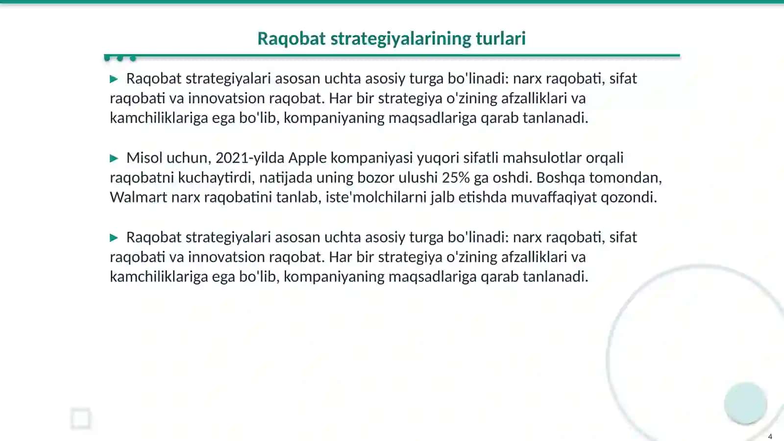 Kompaniyaning Raqobat Strategiyasini tanlash 4