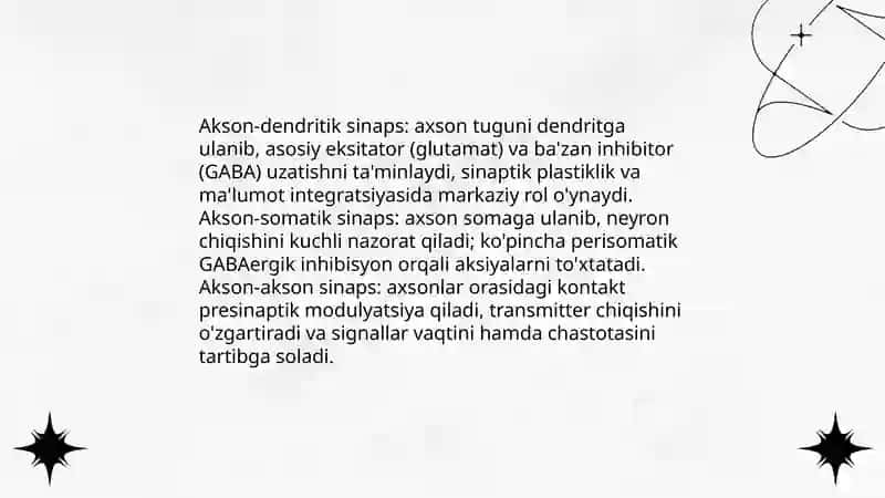 Sinaps turlari va moddalarga sezgirligi 4