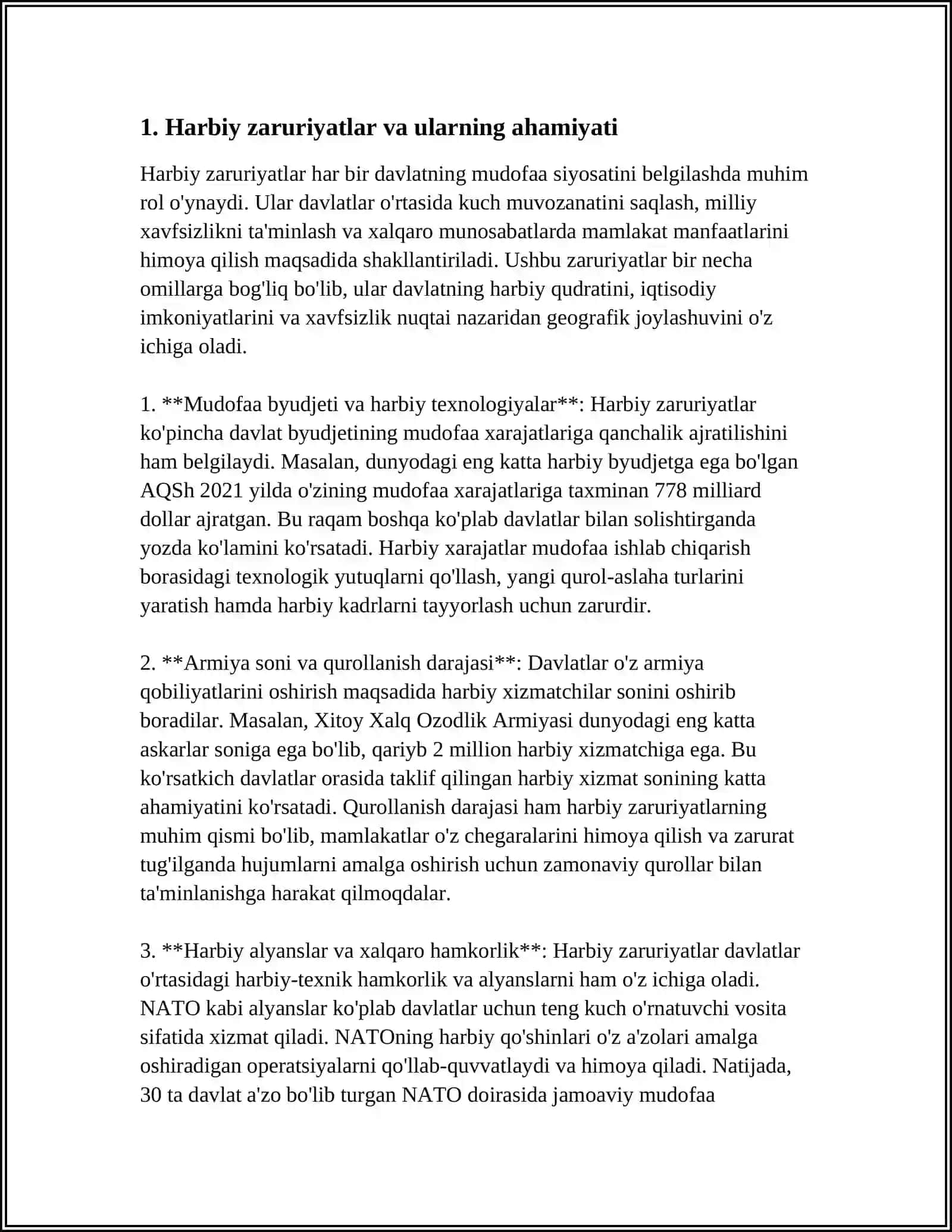 HARBIY ZARURIYAT, XATTI XARAKAT VA ULARNI JANGDA QOʻLLASH 4