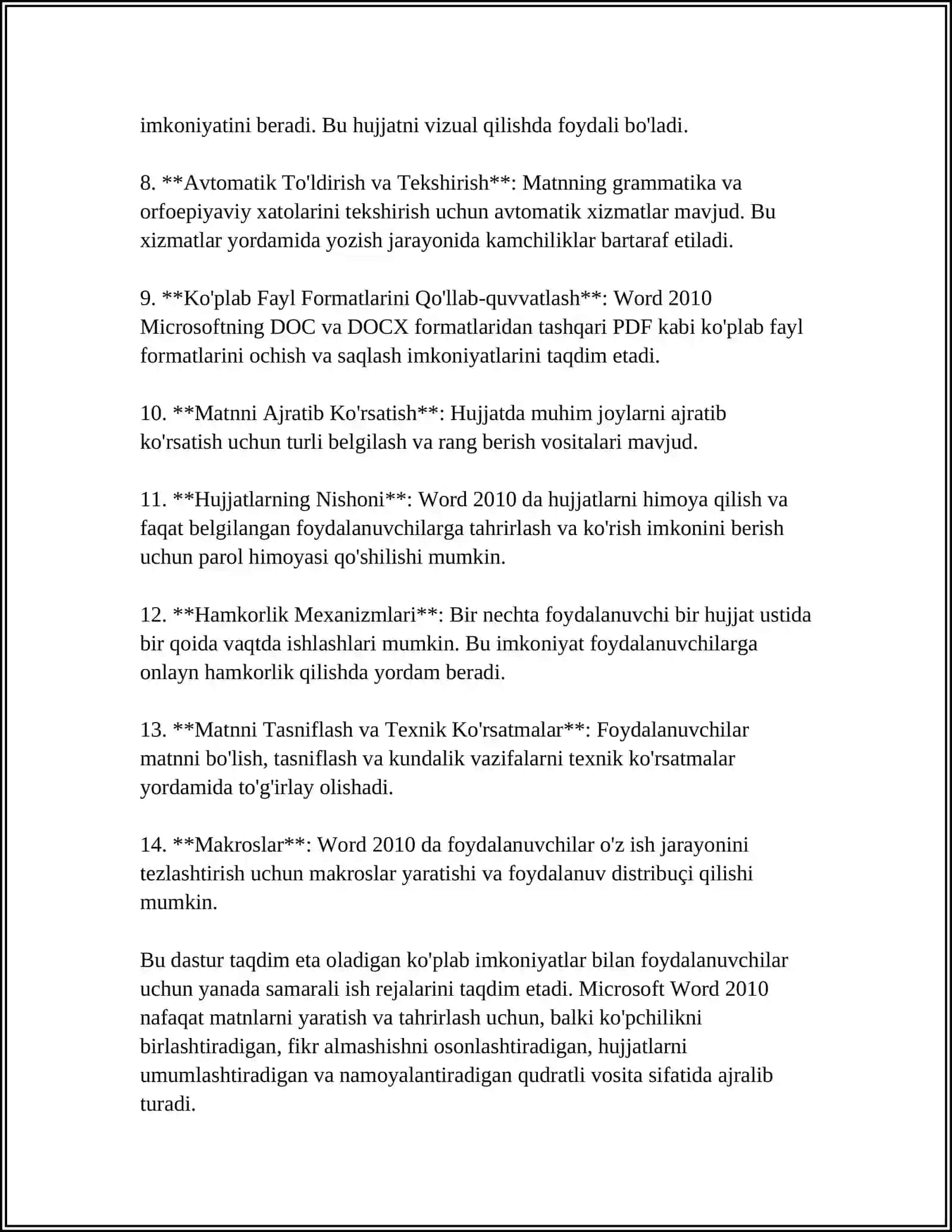 MS OFFICE 2010 DASTURLAR PAKETI IMKONIYATLARI 4