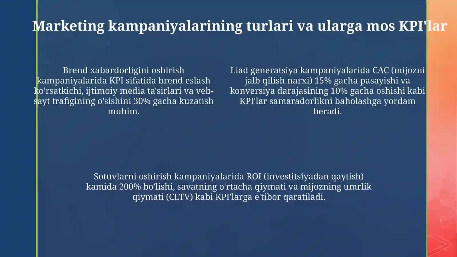 Marketing faoliyati samaradorligini KPI asosida baholash 4