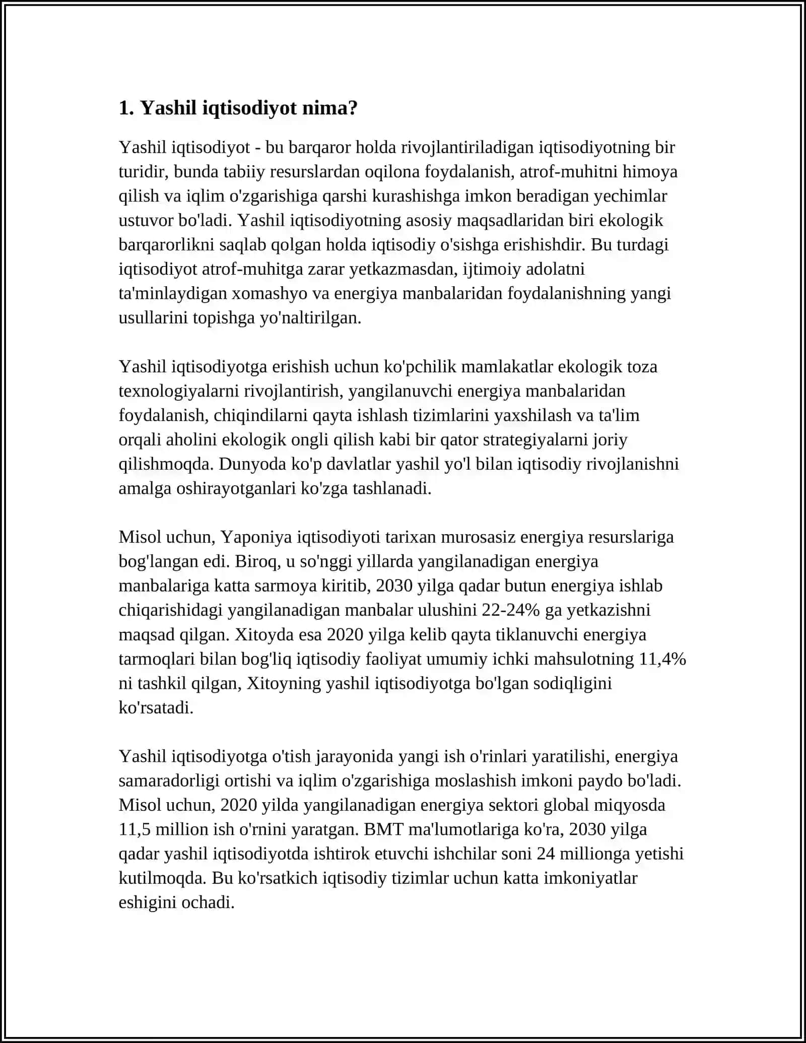 O‘ZBEKISTONDA "YASHIL IQTISODIYOT" NI SHAKLLANTIRISH VA RIVOJLANTIRISH BOSQICHLARI 4