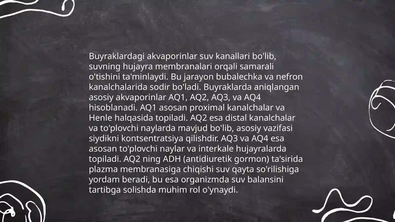 Buyraklardagi suv qaytarishda akvopirintlarni ro'li 4
