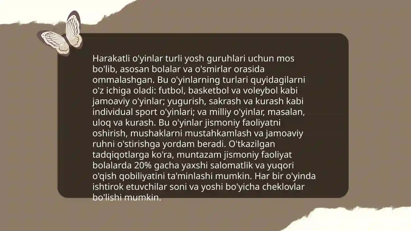 Harakatli o'yinlarni tashkil qilish va o'tkazish - Babajonova Zebo 4