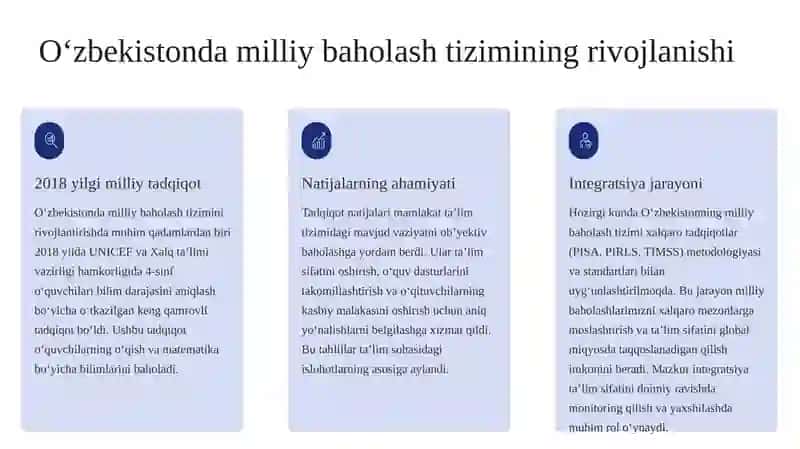Xalqaro va milliy baholash PISA PIRLS TIMSS tadqiqotlarining Oʻzbekiston taʼlimidagi ahamiyati 4