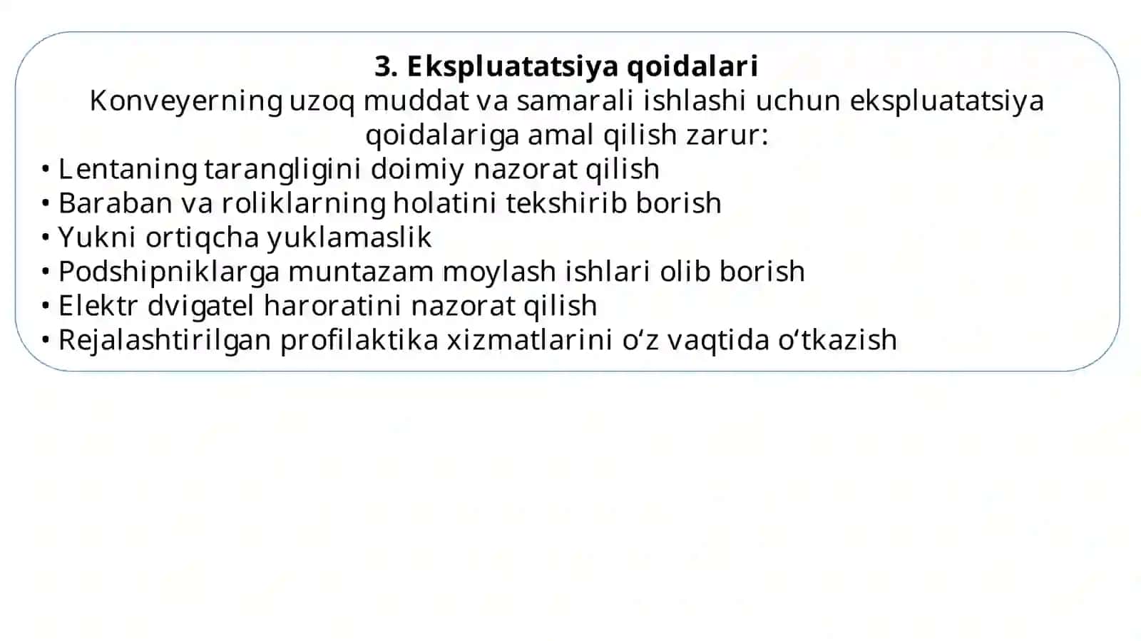 Konveyer transportining loyihasi va parametrlari 4