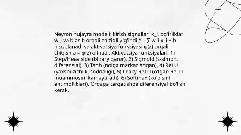 Sun'iy Neyron To'rlari 4
