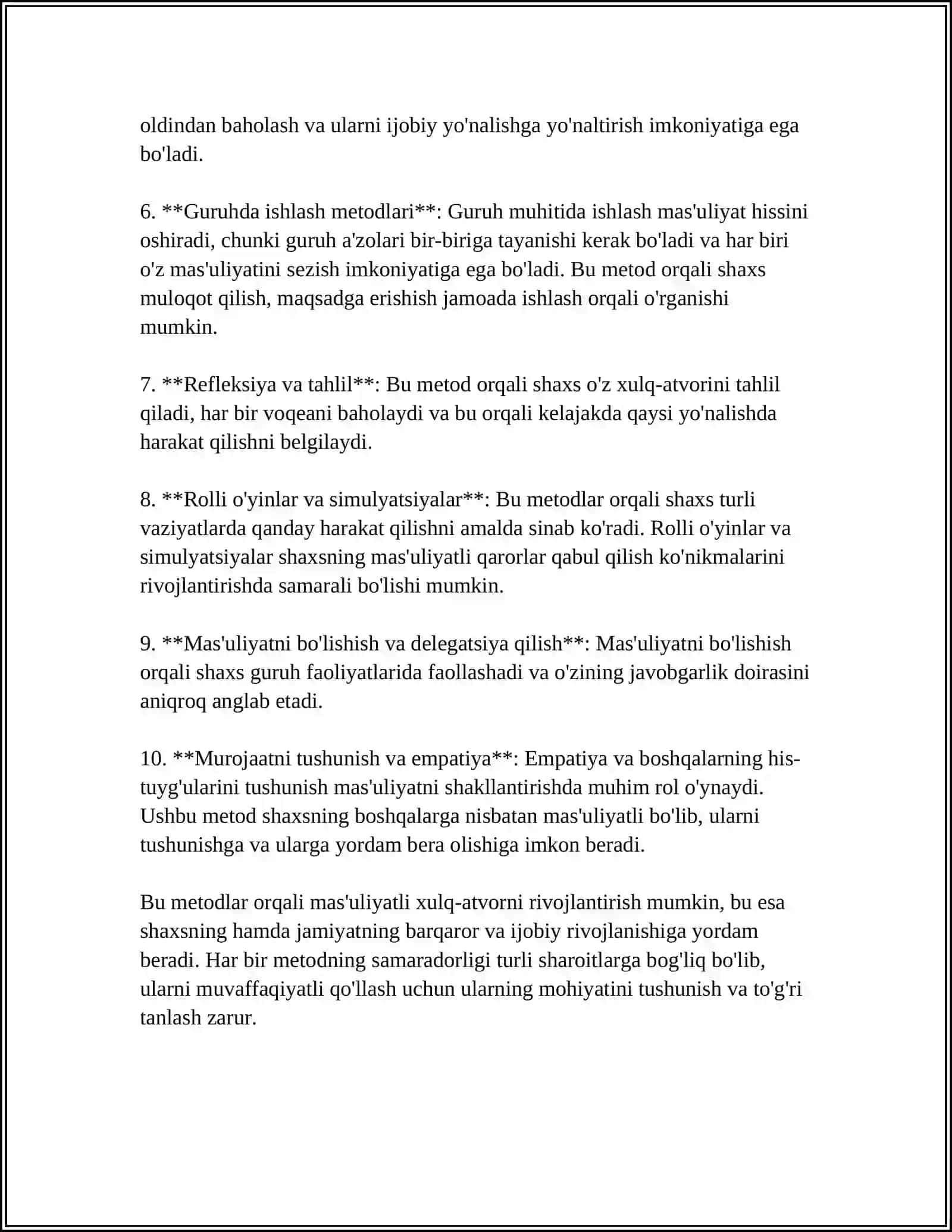 O'QUVCHILARNI MAS'ULIYAT VA JAVOBGARLIKKA O'RGATISHNING PEDOGOGIK YONDASHUVLARI 4