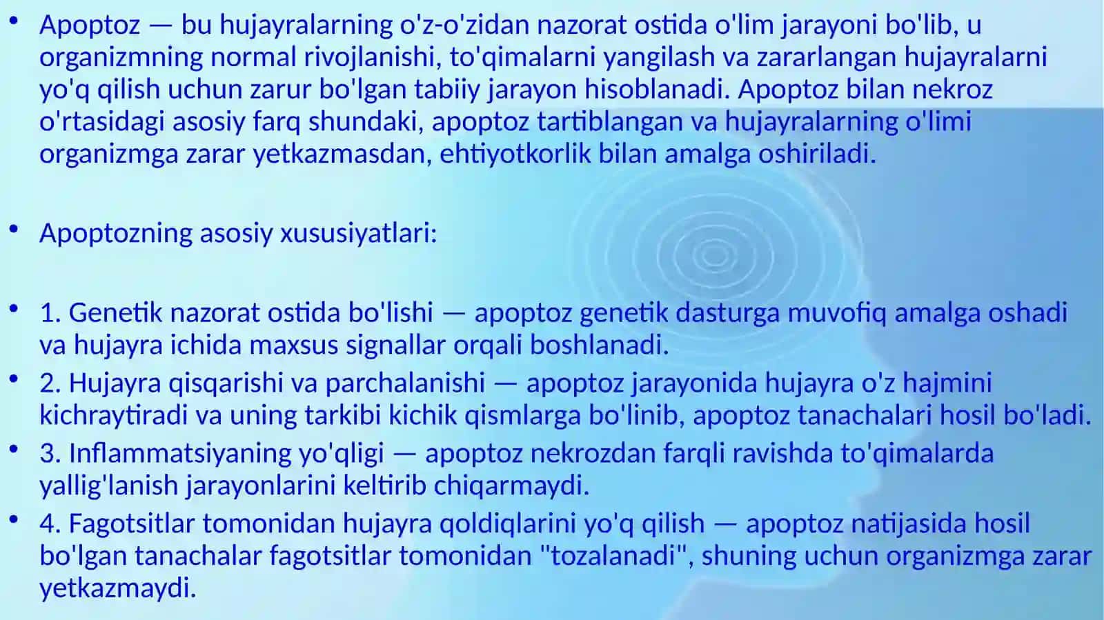 Nekroz. Apoptoz. Nukleoproteidlar, minerallar almashinuvi 4
