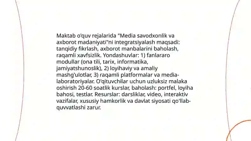 "Media savodxonlik va axborot madaniyati" fanini o`rni va ahamiyati 4