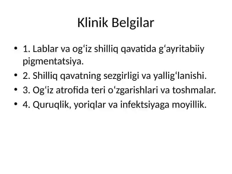 Genodermatozlar, Lablar va Og‘iz Shilliq Qavati 4