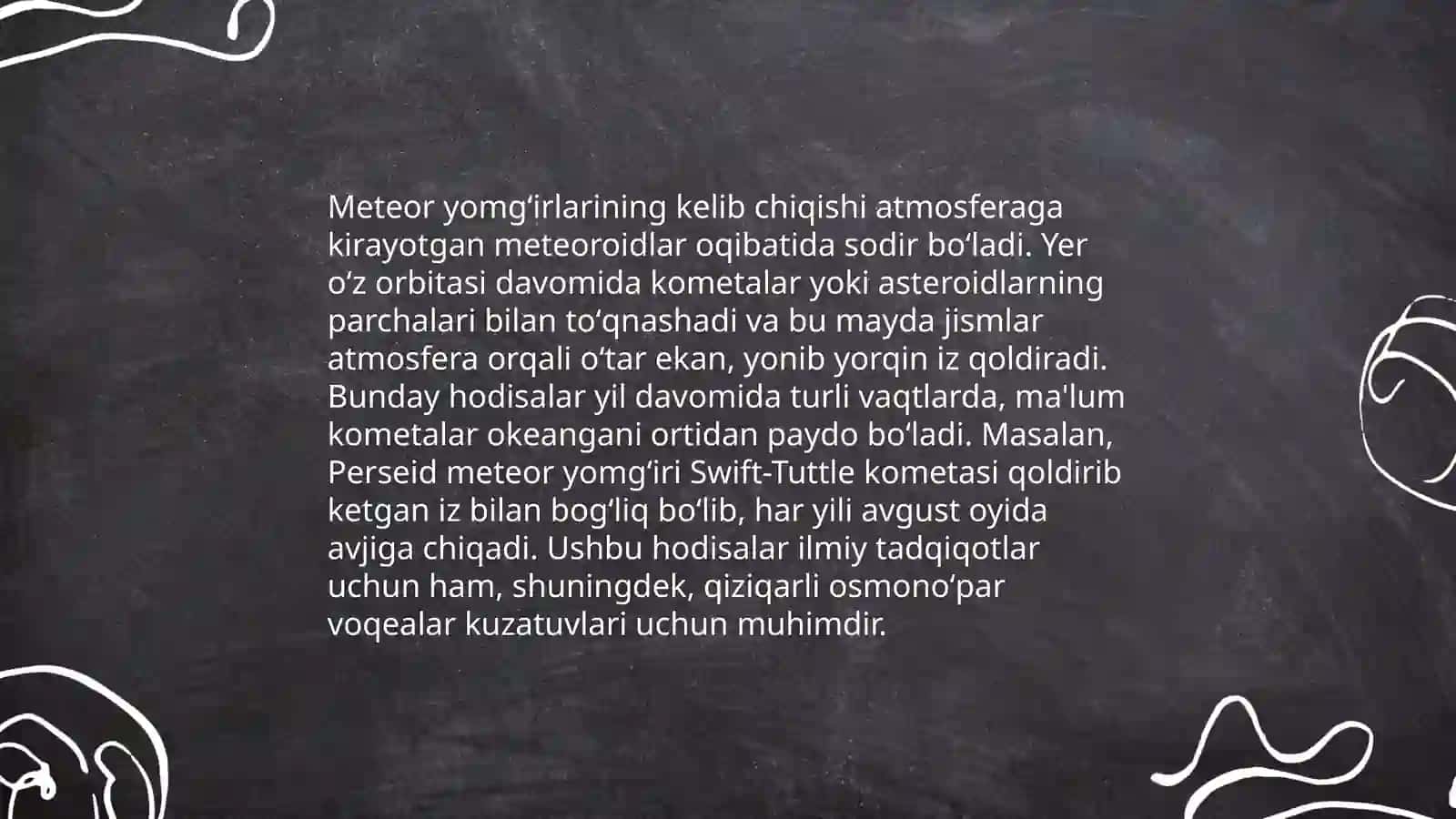 Meteor “yomğirlari” va parchalangan kometalar orbitalari 4